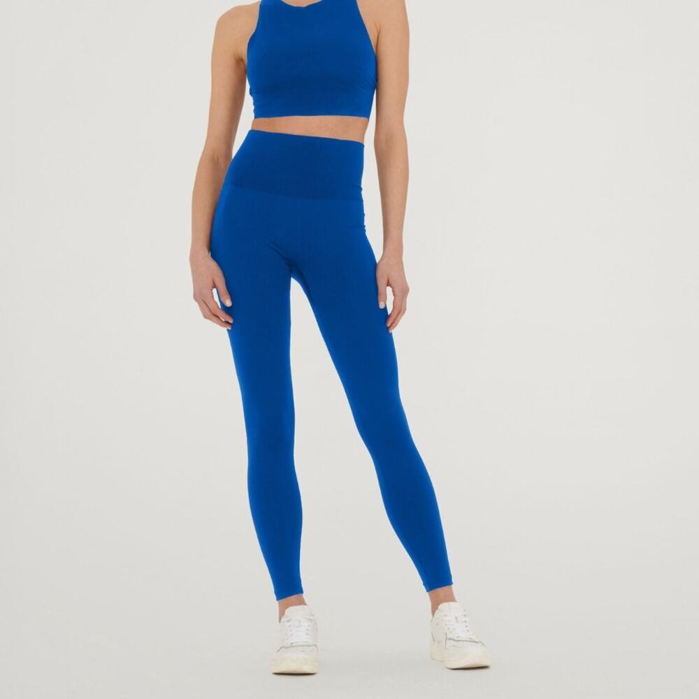 Wolford The Wonderful Leggings Sodalite Blue Cobalt Wide Band Compression Large